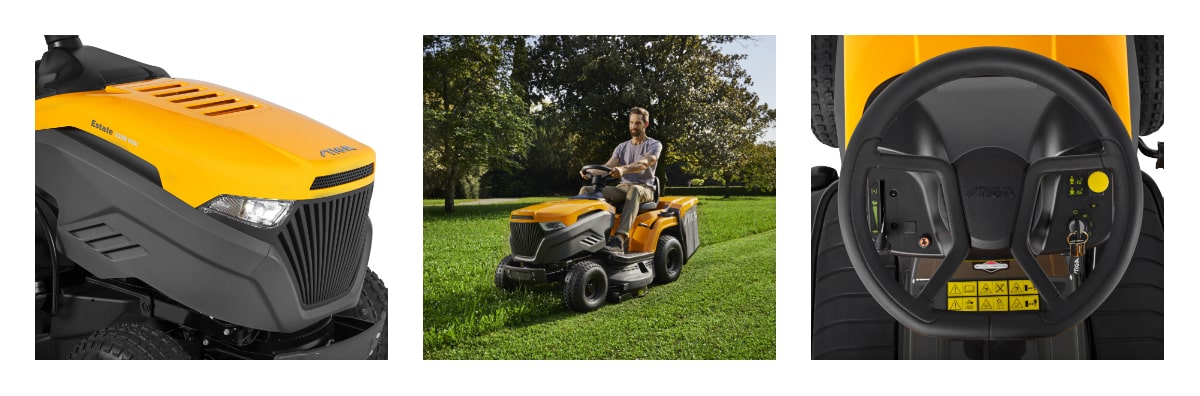 Kolaż 2_ Traktor ogrodowy 2w1 zbieranie do kosza, mulczowanie STIGA ESTATE3398HW-min.jpg